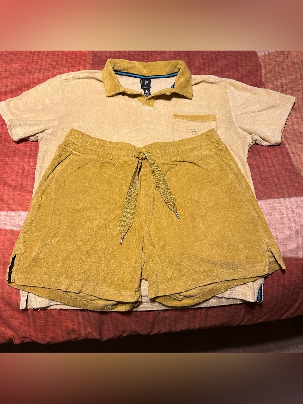 Men's Beige Polo with Mustard shorts